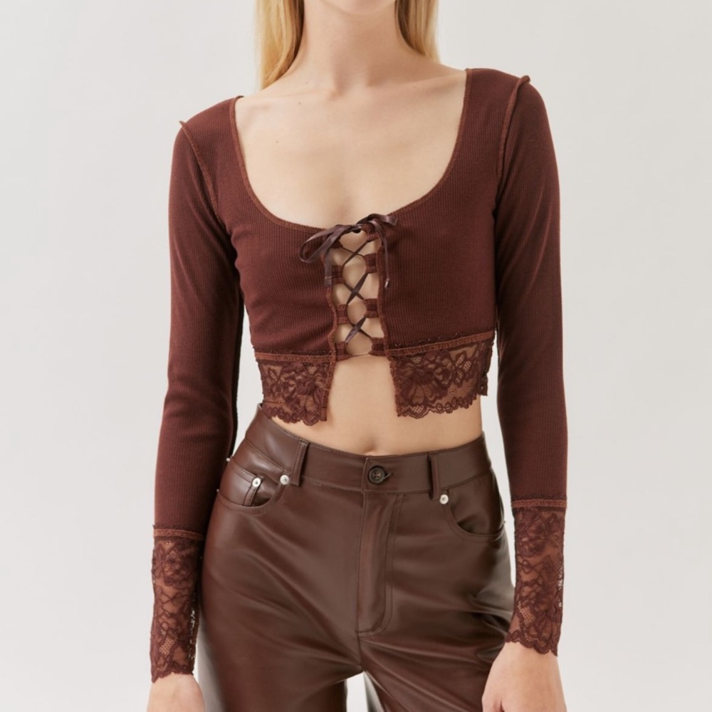 Urban Outfitters Nikko Lace Long Sleeve Top
